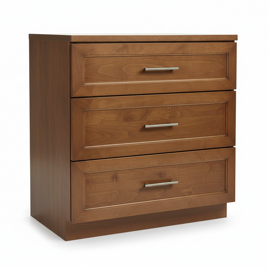 Shaker 18 In. W X 24 In. D X 34.5 In. H Assembled 3 Drawer Base Cabinet in Java